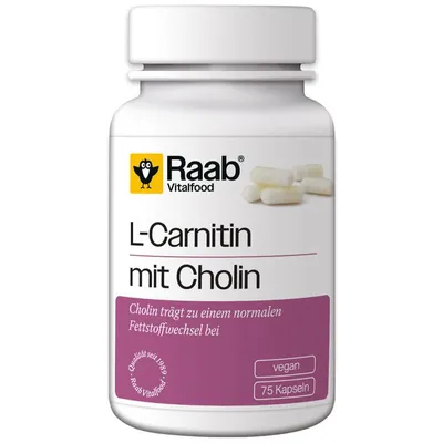 Raab Vitalfood - L-Carnitin mit Cholin 75 Kapseln à 650 mg – 8g