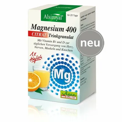 Alsiroyal - Magnesium 400 CITRAT Trinkgranulat Orange, 20Stk