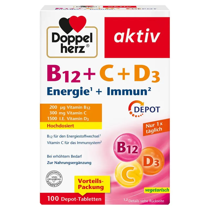B12 + C + D3 Energie + Immun Tabletten 100St, 110 g