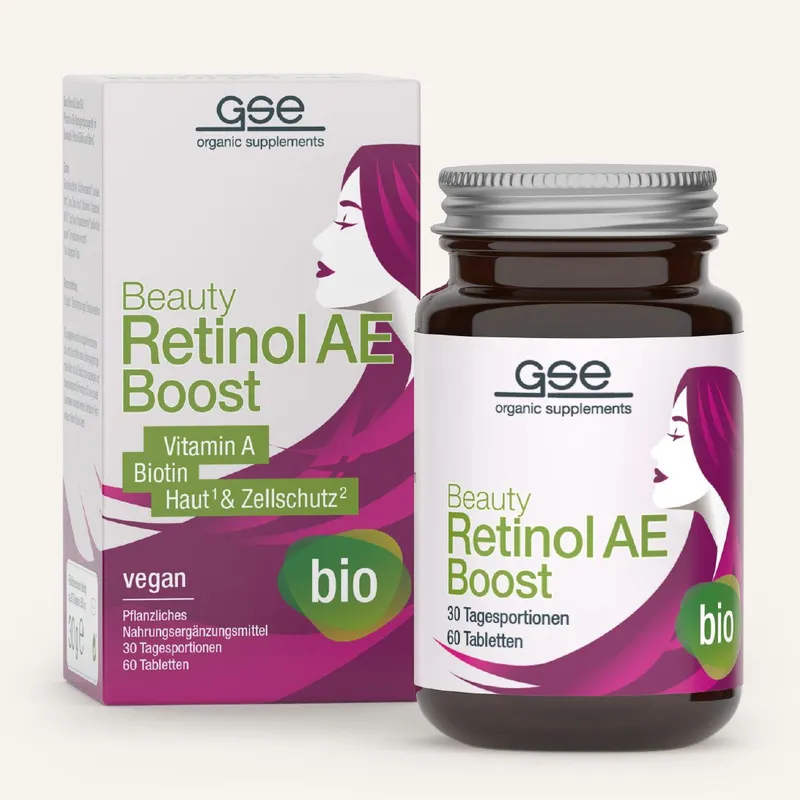 Gse-Vertrieb GmbH GSE - Beauty Retinol AE-Boost (Bio), 60 Tabl. à 500mg, 30g – 30g