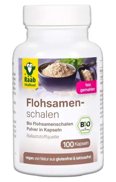 Raab Vitalfood - Flohsamenschalen Bio 100 Kapseln