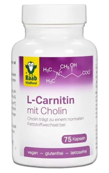 Raab Vitalfood - L-Carnitin mit Cholin 75 Kapseln à 650 mg