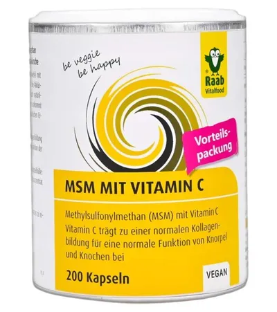 Raab Vitalfood - MSM mit Vitamin C, 200 Kapseln