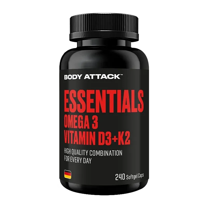 Body Attack - Essentials Omega 3 + D3 K2 - 240 Kapseln
