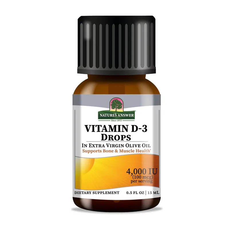 Vitamin D3 4000 IU - Flüssigkeitstropfen mit Olivenöl (240 Dosen / 15 ml)