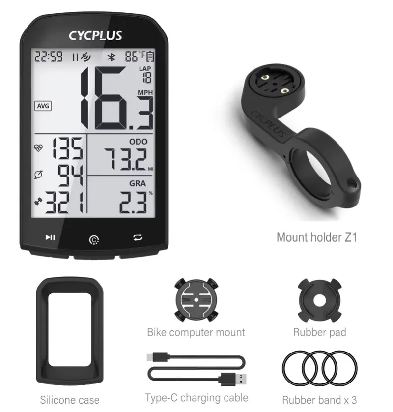 CYCPLUS M1 GPS Fahrradcomputer – 2,9″ Display, ANT+ & Bluetooth 5.0, IPX6 wasserdicht, 35 h Akku, präzises GPS Tracking