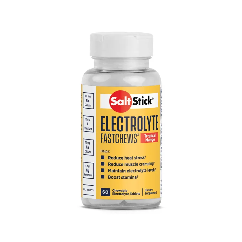 SaltStick Fastchews Tropical Mango, Elektrolyt-Kautabletten, 60 Stück, 96 g
