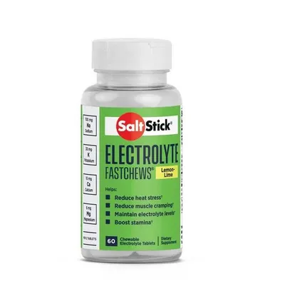 SaltStick FastChews Lemon Lime, Elektrolyt-Kautabletten, 60 Stück, 96 g