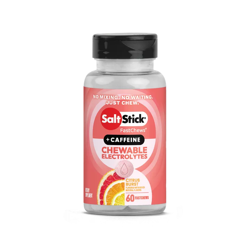 SaltStick Fastchews Citrus Burst + Caffeine, Elektrolyt-Kautabletten, 60 Stück, 96 g
