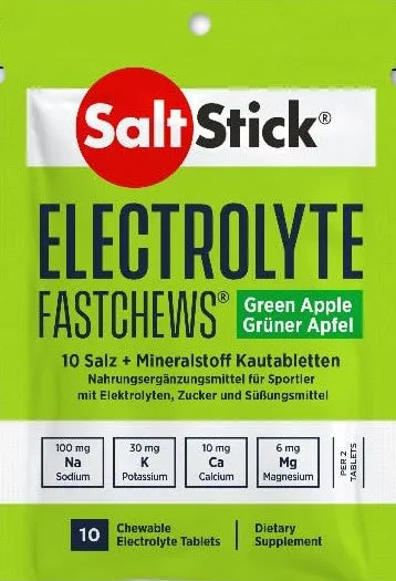 SaltStick FastChews Green Apple, Elektrolyt-Kautabletten, 10Stück, 16g