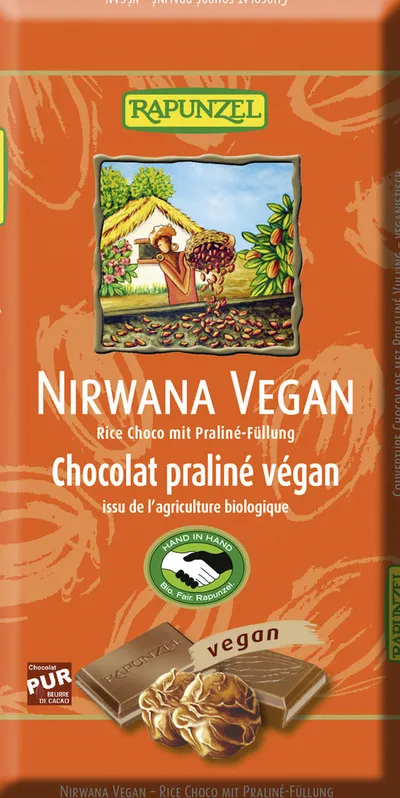 Nirwana vegane Schokolade mit Praliné-Füllung bio (100g)