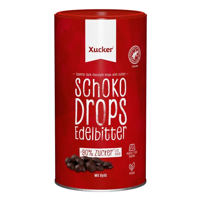 Vegane Schokodrops Edelbitter mit finnischem Xylit