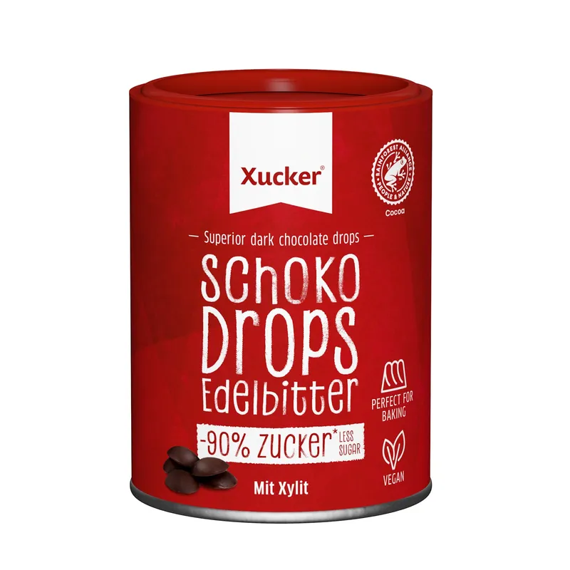 Vegane Schokodrops Edelbitter mit finnischem Xylit