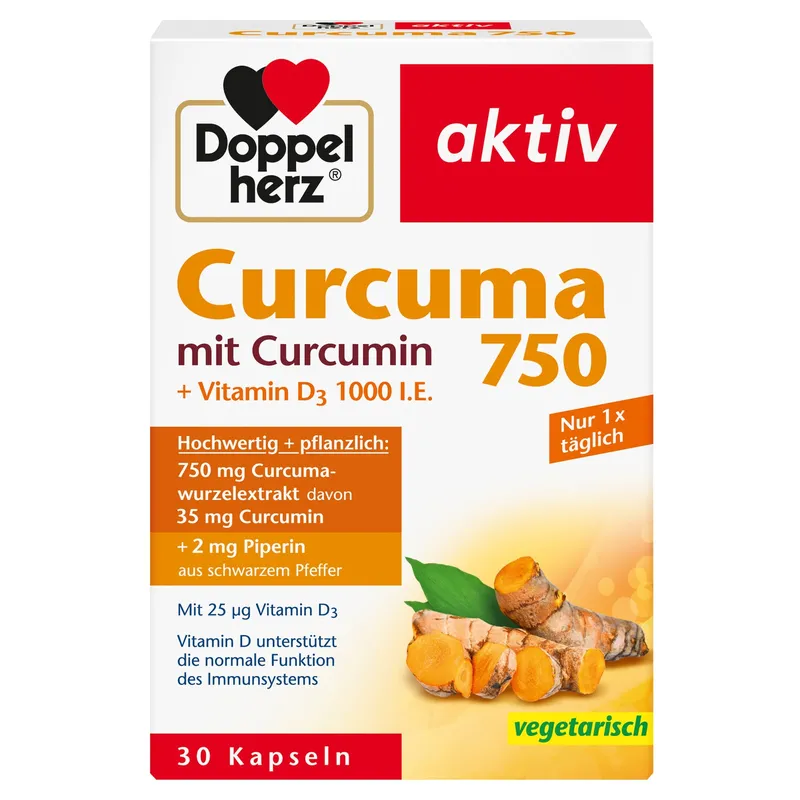 Curcuma 750 mit Curcumin + Vitamin D3 1000 I.E. (30 Kapseln)
