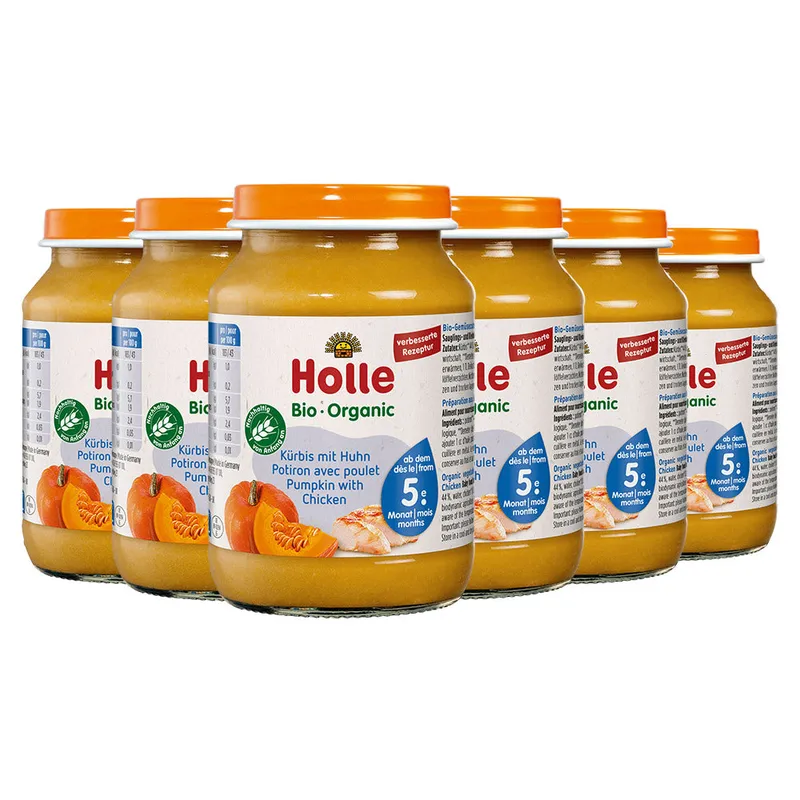 Kürbis mit Huhn - 6x190g - Bio ab dem 5. Monat