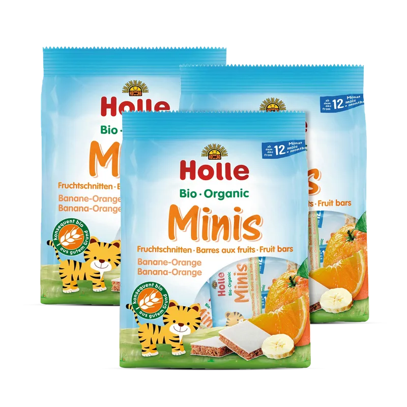 3er Pack Bio Minis Fruchtschnitten Banane Orange (8 Stück)
