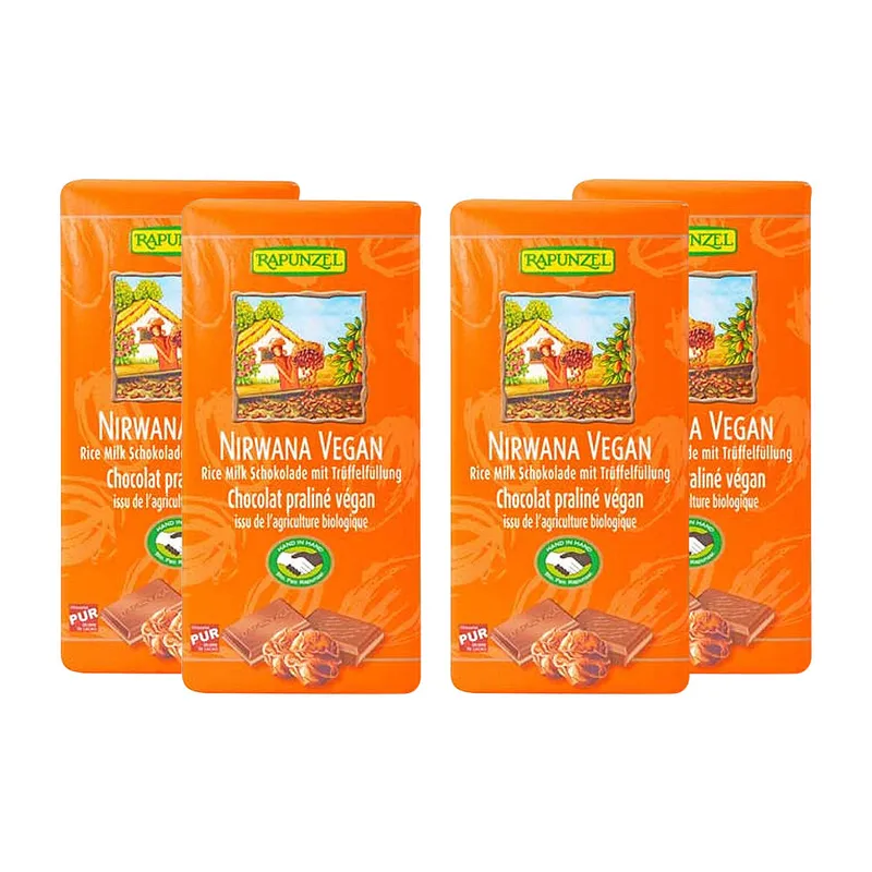4 x Nirwana vegane Schokolade mit Praliné-Füllung bio (4x100g)