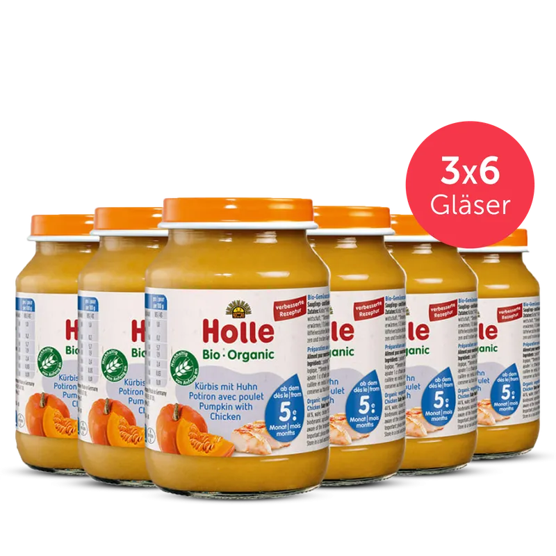 3er Pack Kürbis mit Huhn - 6x190g - Bio ab dem 5. Monat