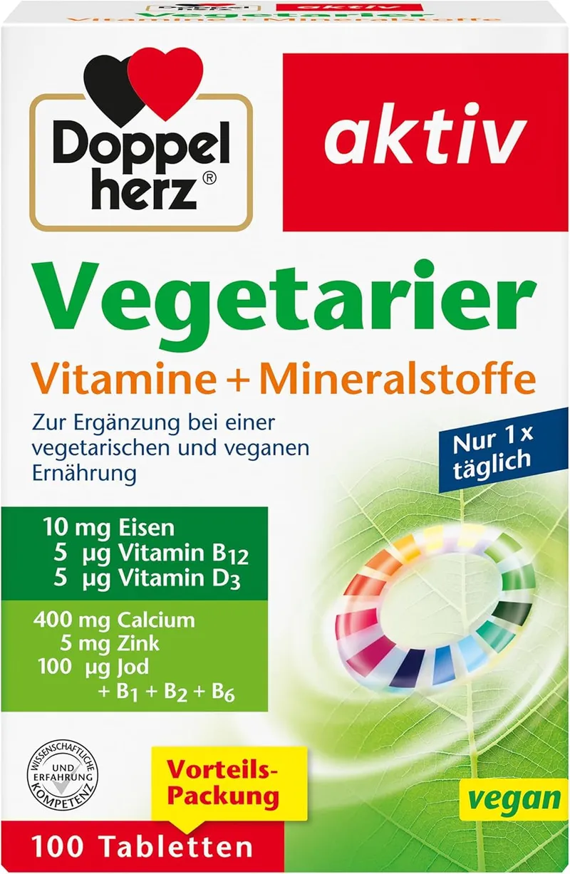 Doppelherz Vegetarier Vitamine + Mineralstoffe Basic / 100 Tabletten