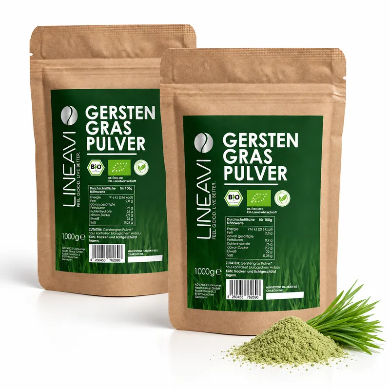 Doppelpack: Bio Gerstengraspulver (2x1000g)