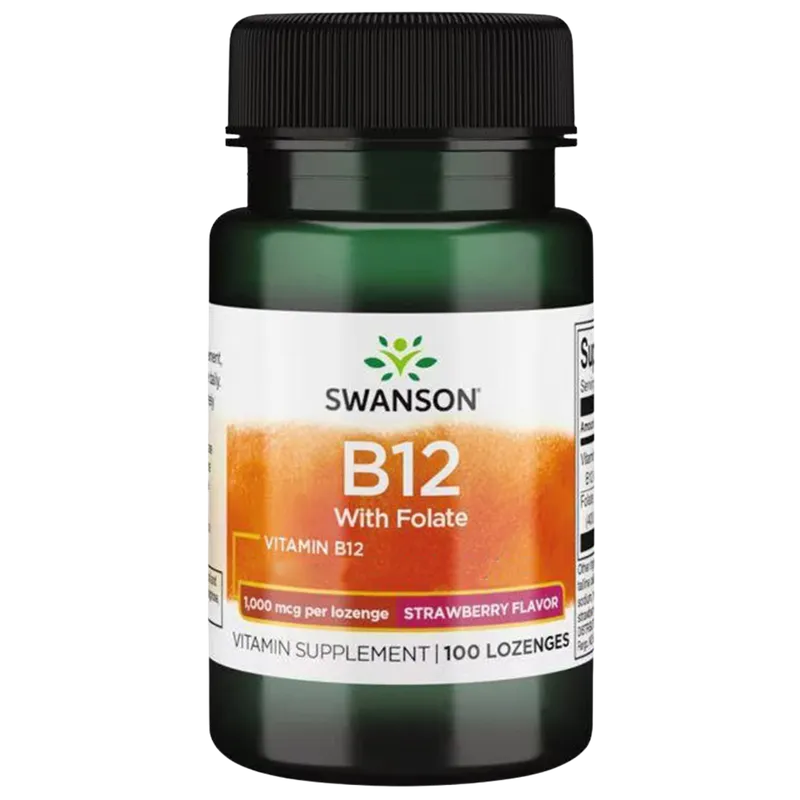 Vitamin B12 with Folate, Strawberry Flavour, 1000mcg