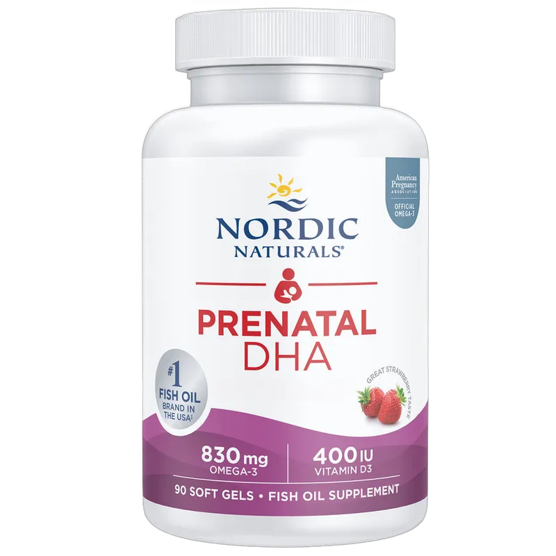 Prenatal DHA Omega-3, 830mg with Vitamin D3, Strawberry Flavour