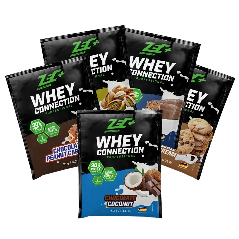 Zec+ Nutrition Germany ZEC+ WHEY CONNECTION 5er Sample Pack (verschiedene Sorten) – 40g