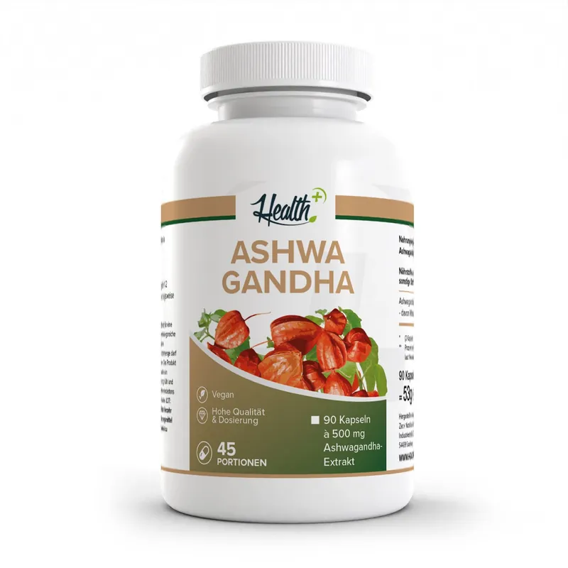 HEALTH+ by ZEC+ Nutrition® HEALTH+ ASHWAGANDHA mit KSM-66, 90 Kapseln