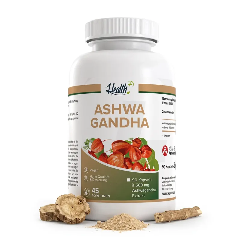HEALTH+ ASHWAGANDHA mit KSM-66, 90 Kapseln