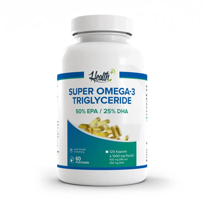 HEALTH+ by ZEC+ Nutrition® HEALTH+ SUPER OMEGA 3 TRIGLYCERIDE FISCHÖL, 120 Kapseln