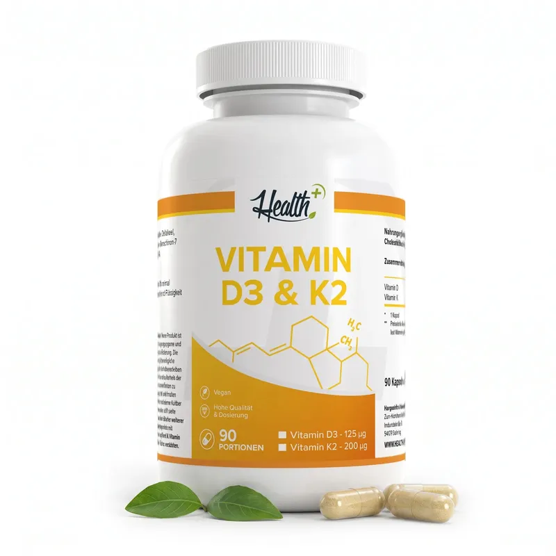 HEALTH+ VITAMIN D3 & K2, 90 Kapseln